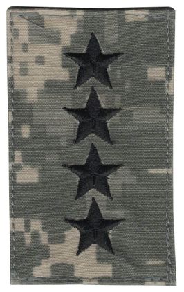 Army General (GEN) ACU (O-9) Hook Velcro Rank Patch (Pair)