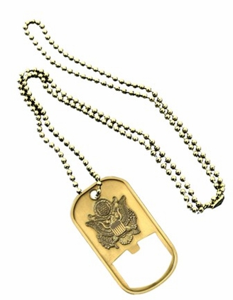 Army Gold Bottle Opener Dog Tag