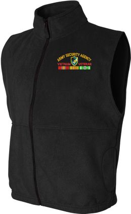 Army Security Agency Vietnam Veteran with Ribbons Embroidered Fleece Vest