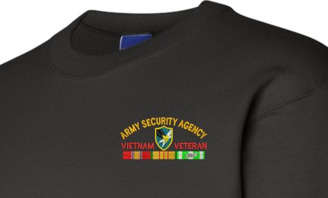 Army Security Agency Vietnam Veteran with Ribbons Embroidered Sweatshirt