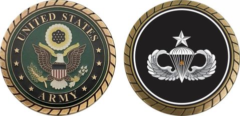 Army Senior 1 Combat Jump Wings Challenge Coin