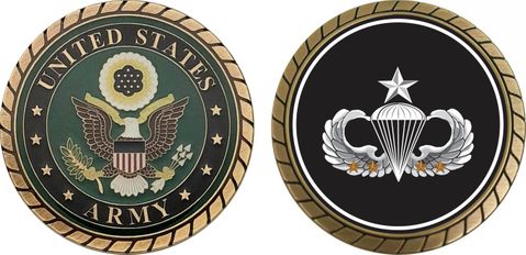 Army Senior 4 Combat Jump Wings Challenge Coin