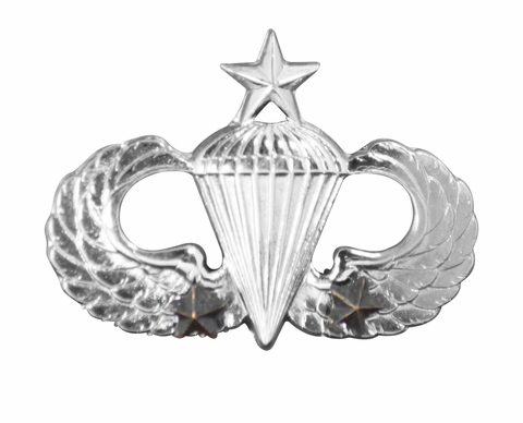 Army Senior Combat Parachute 2nd Award Badge - Mirrored Finish
