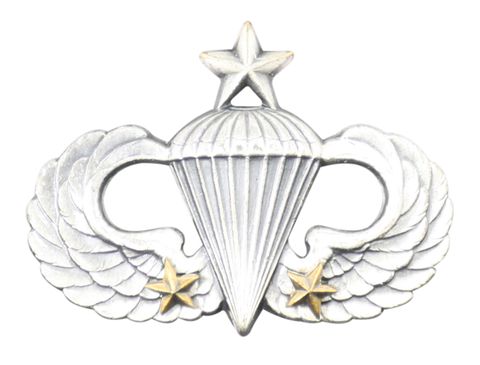 Army Senior Combat Parachute 2nd Award Badge - Oxidized Finish