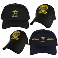 Army VETERAN & RETIRED Ball Caps Thumbnail Illustration