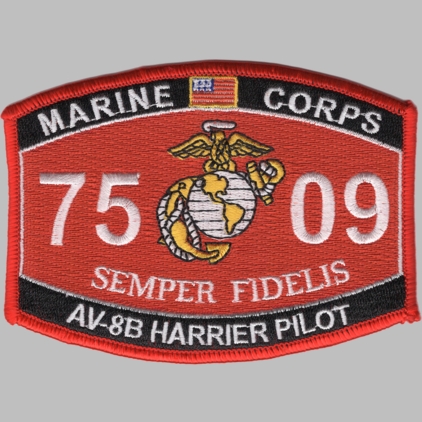 AV-8B Harrier Pilot Marine Corps MOS 7509 5" Patch