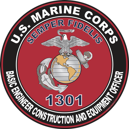 U.S.M.C. MOS 1301 Basic Engineer Construction and Equipment Officer Decal