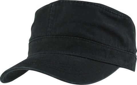 Black Flat Top Military Style Cap