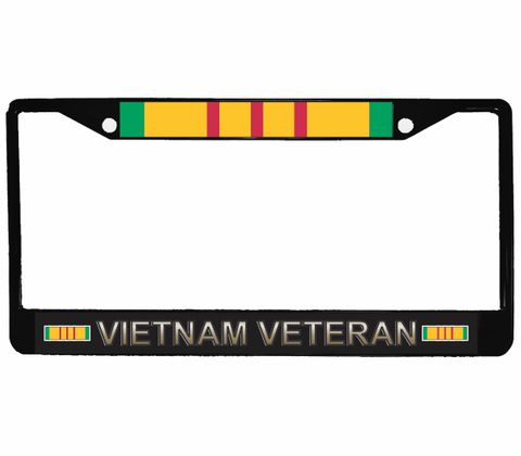 Vietnam Veteran With Ribbon Black License Plate Frame