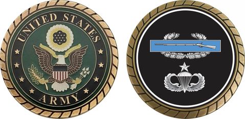 U.S. Army CIB Senior Jump Wings Challenge Coin
