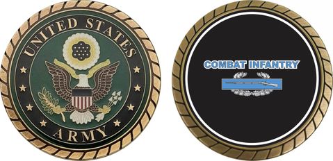 U.S. Army Combat Infantry Badge with Text Challenge Coin