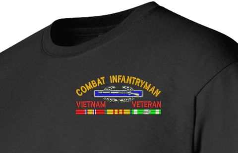 Combat Infantryman Vietnam Veteran with Ribbons Embroidered T-Shirt