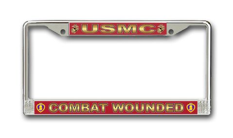 Combat Wounded' U.S. Marine Corps Purple Heart License Plate Frame