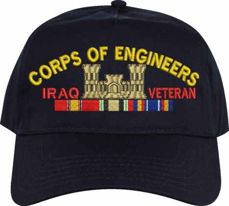 Corps of Engineers Iraq Veteran Navy Blue High Profile Cap (Made in the USA)
