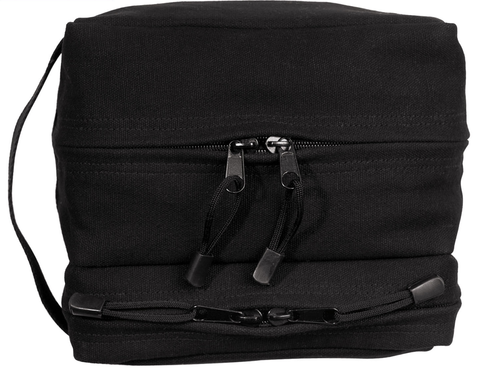 Custom Embroidered Black Dual Compartment Travel Kit