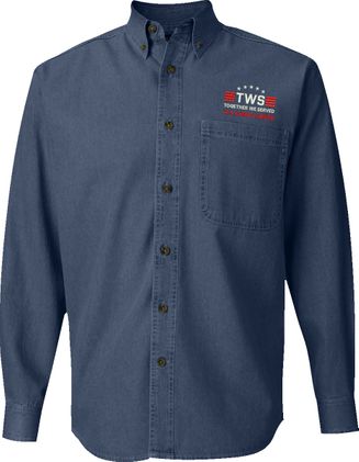 Custom Embroidered Together We Served U.S. Coast Guard Denim Button Down