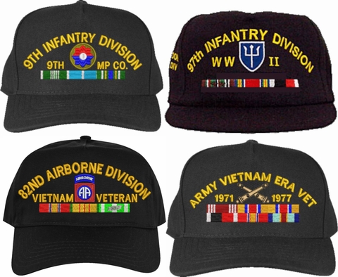 Custom Embroidered U.S. Army Cap with Service Ribbons