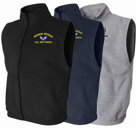 Custom U.S. Air Force Full Zip Fleece Vest