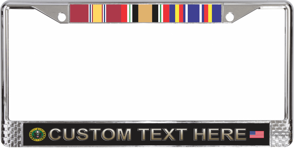 Custom U.S. Army Iraq Ribbon Frame 3Ribbon Stack License Plate Frame