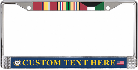 Custom U.S. Navy Desert Storm Ribbon Frame 3-Ribbon Stack License Plate Frame