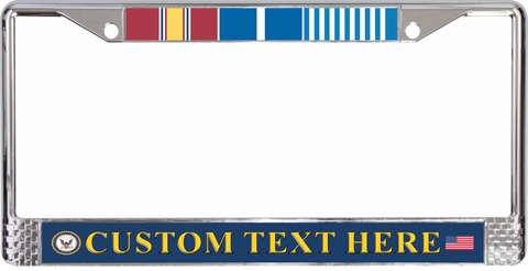 Custom U.S. Navy Korea Ribbon Frame 3-Ribbon Stack License Plate Frame