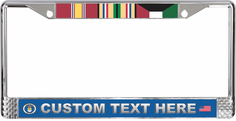 Custom USAF Desert Storm Ribbon Frame 3-Ribbon Stack License Plate Frame