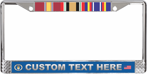 Custom USAF Iraq Ribbon Frame 3-Ribbon Stack License Plate Frame