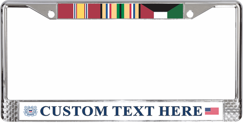 Custom USCG Desert Storm Ribbon Frame 3-Ribbon Stack License Plate Frame