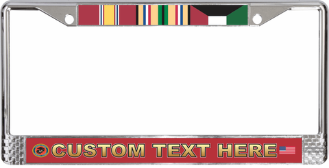 Custom USMC Desert Storm Ribbon Frame 3-Ribbon Stack License Plate Frame