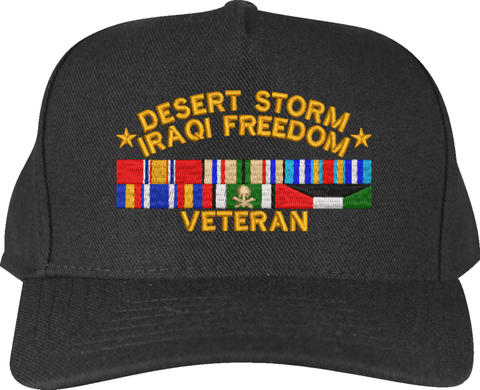 Desert Storm Iraqi Freedom Veteran Custom Embroidered Cap