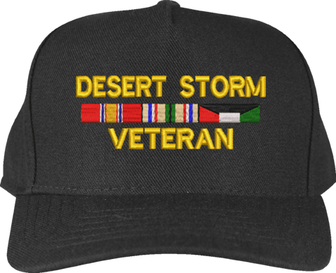 Desert Storm Veteran 3 Ribbon War Conflict Ribbon Cap