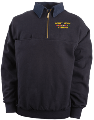 Desert Storm Veteran 3 Ribbons Game Sportswear Firefighter's Quarter-Zip Work Shirt