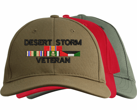 Desert Storm Veteran War Conflict 4-Ribbon Stack Made In USA Cap