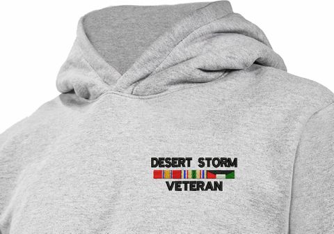 Desert Storm Veteran with 3 Service Ribbons Heavy Weight Fleece Hoodie