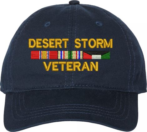 Desert Storm Veteran with 3 Service Ribbons Unstructured Dad Cap