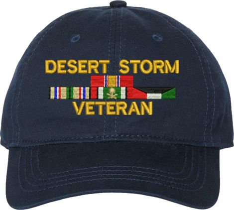 Desert Storm Veteran with 4 Service Ribbons Unstructured Dad Cap