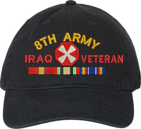 Eighth Army Iraq Veteran with Ribbons Unstructured Dad Cap
