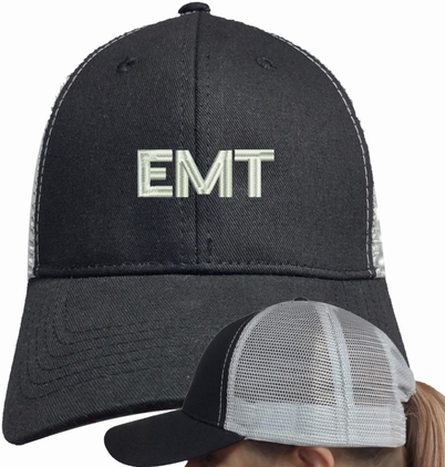 EMT Text Only Mesh-Back Ponytail Cap