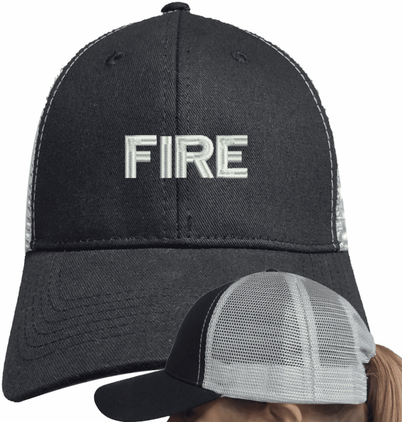 Fire Text Only Mesh-Back Ponytail Cap