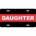 Firefighter Thin Red Line Daughter License Plate