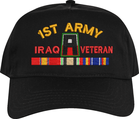 First Army Iraq Veteran Embroidered Cap with Ribbons