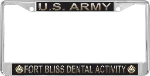 U.S. Army Fort Bliss Dental Activity with Unit Crest License Plate Frame