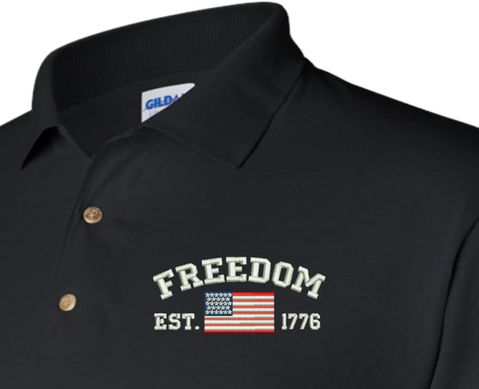 Freedom Est 1776 Embroidered Polo