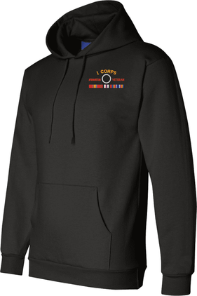 I Corps Afghanistan Veteran with Ribbons Embroidered Hoodie