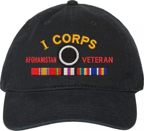 I Corps Afghanistan Veteran with Ribbons Unstructured Dad Cap