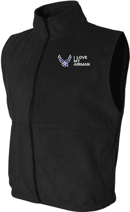I Love My Airman U.S. Air Force Full Zip Fleece Vest