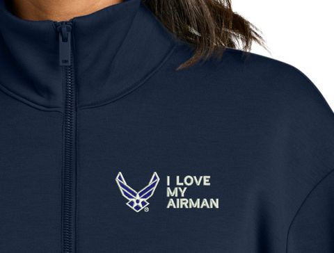 I Love My Airman U.S. Air Force Women's Soft Spacer Quarter-Zip