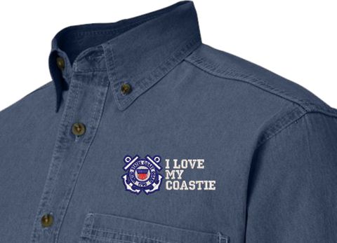 I Love My Coastie U.S. Coast Guard Denim Shirt