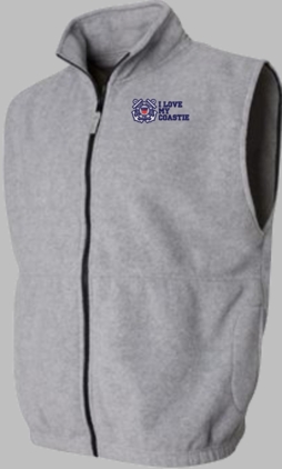 I Love My Coastie U.S. Coast Guard Full Zip Fleece Vest