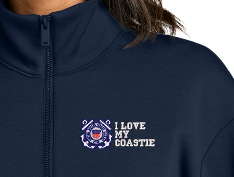 I Love My Coastie U.S. Coast Guard Women's Soft Spacer Quarter-Zip